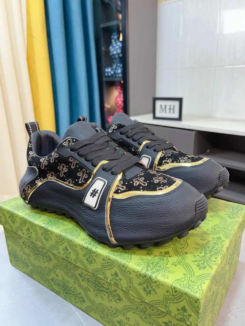 Men's shoes 💰560🌹🌹【GUCCI】pop-top casual sneakers with daddy outsole, breathable and comfortable, easy to walk, a versatile style for trendy men, upper with cowhide edged outsole design➕genuine leather lining➕Gucci's popular original outsole, sports and running style, super comfortable. Code number 38-44